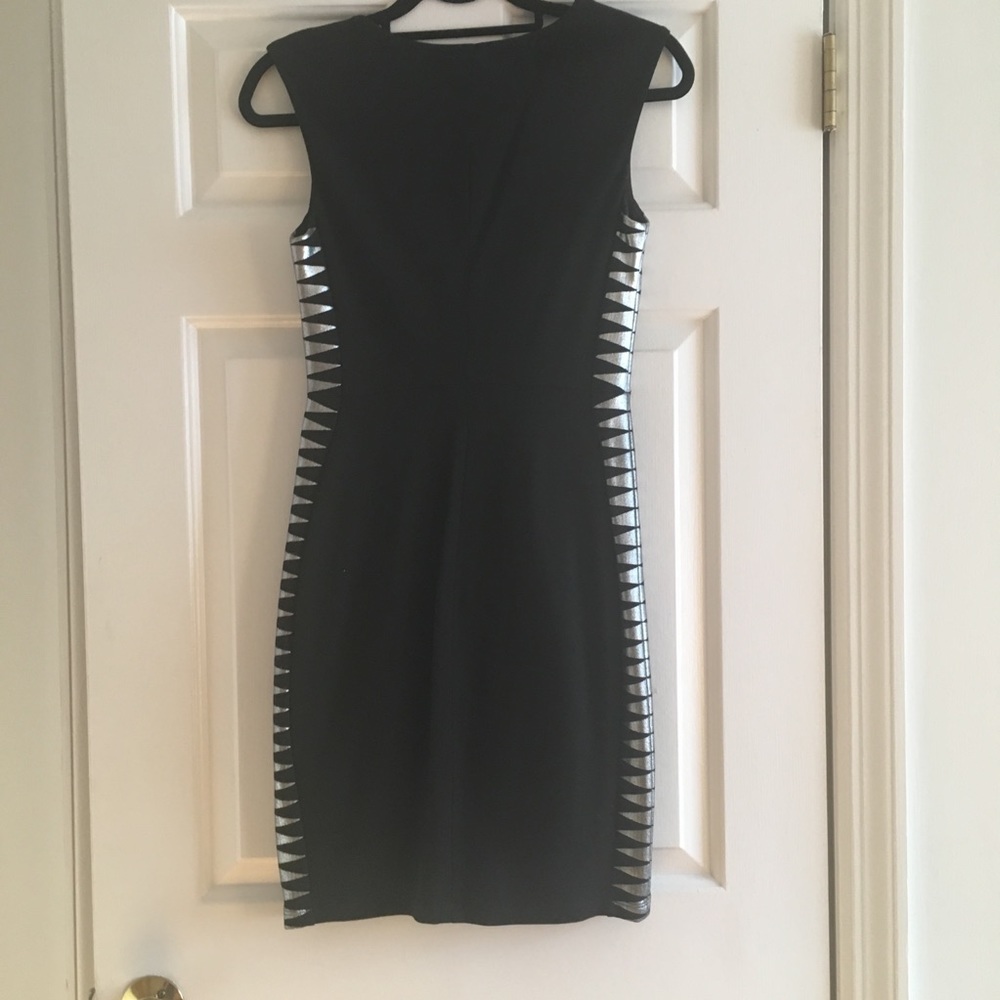 Bailey 44 Black Midi Dress with Silver Detail, S